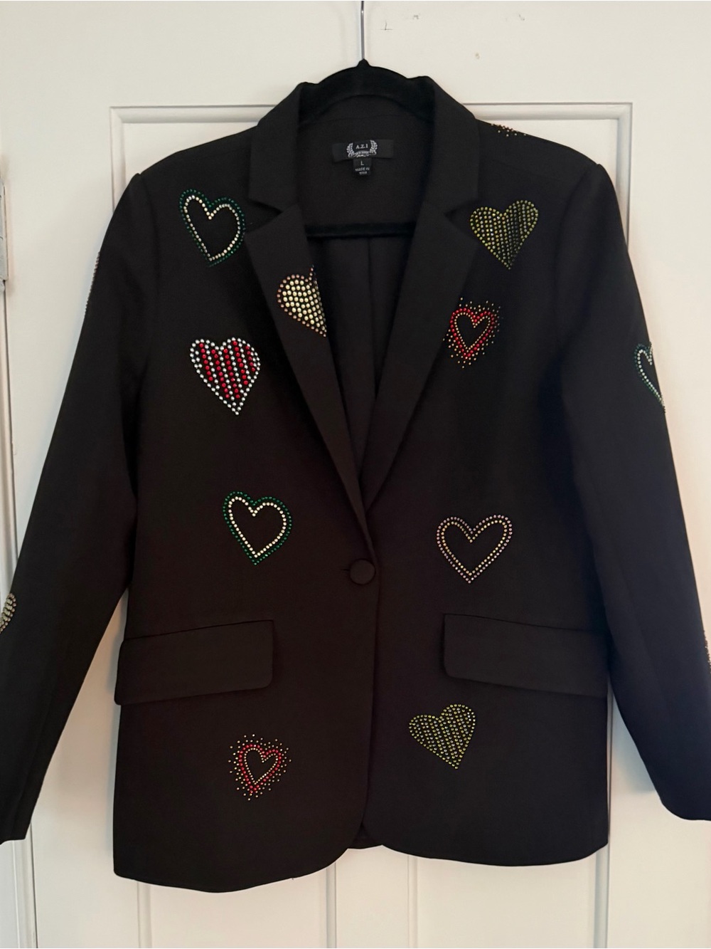 Black Embellished Heart Blazer - Women's Jacket